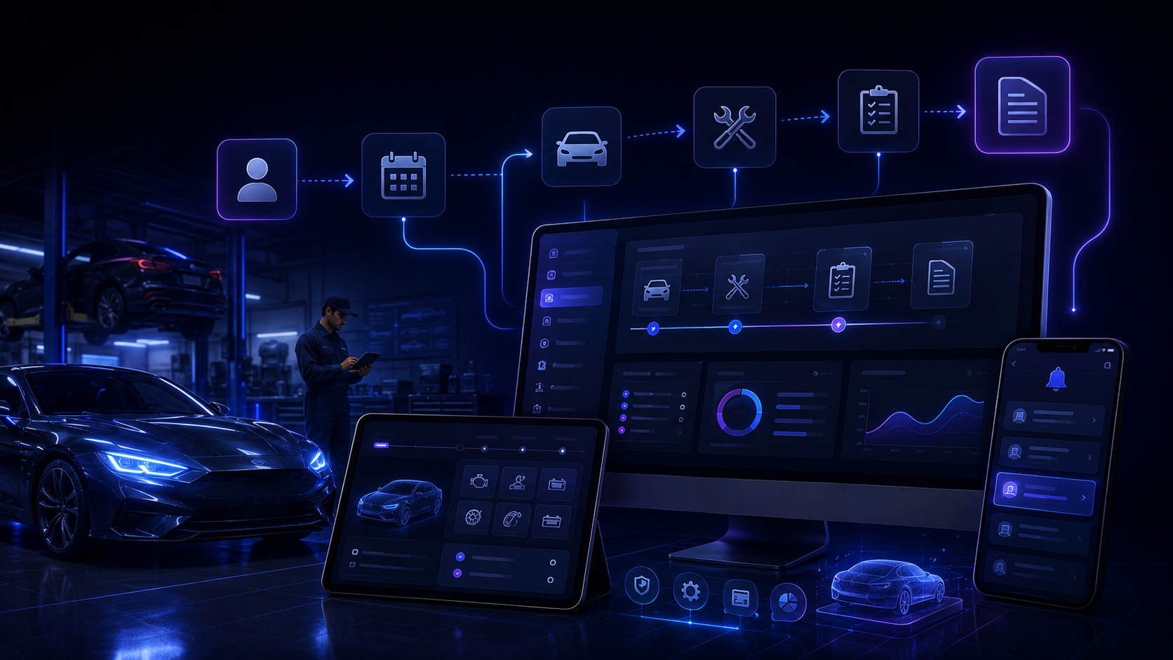Визуал VVZ ERP Suite для рабочего процесса автосервиса